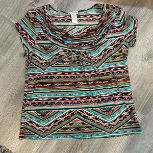 Multicolor Geometric Pattern Women's Top size medium
